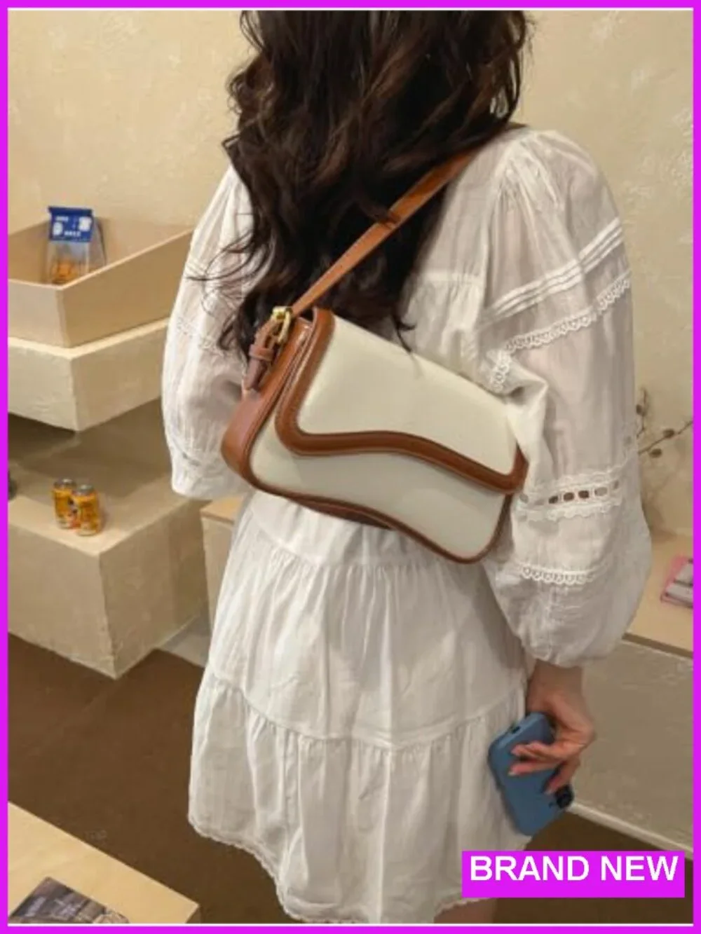 PU Leather Tote Bag with 2 Removable Straps and Zipper Closure